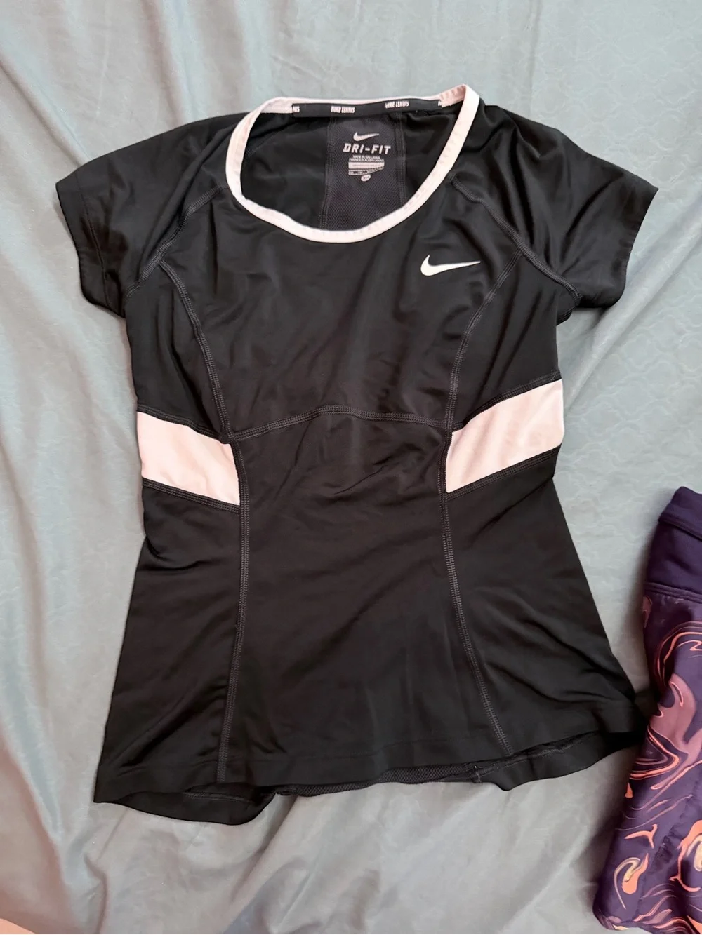 Nike Women's Black & Purple Marble-Print Athletic Shorts Set